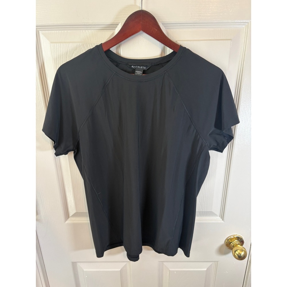 Athleta Ultimate Train Tee Black Short Sleeve Performance Shirt 530587 M